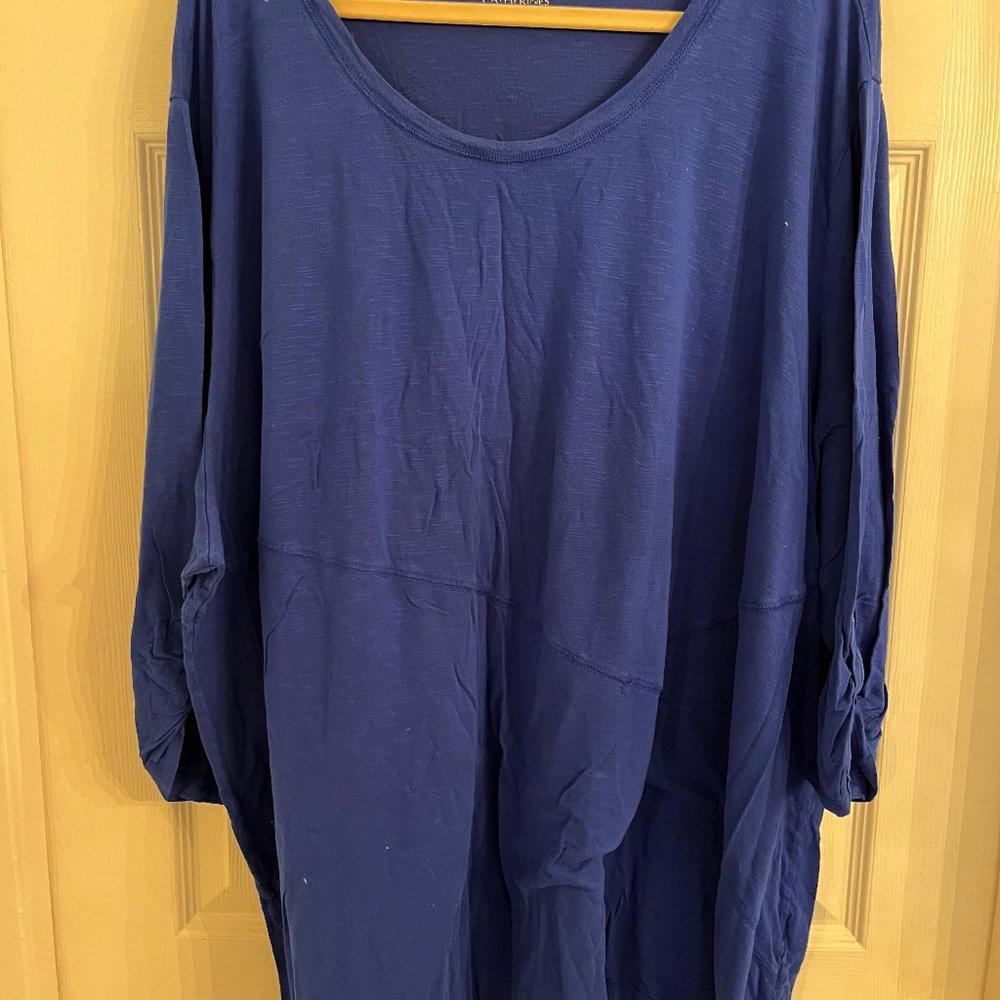 Catherines, Knit Swing Top with 3/4 length sleeves,  Royal Blue, Size 5x